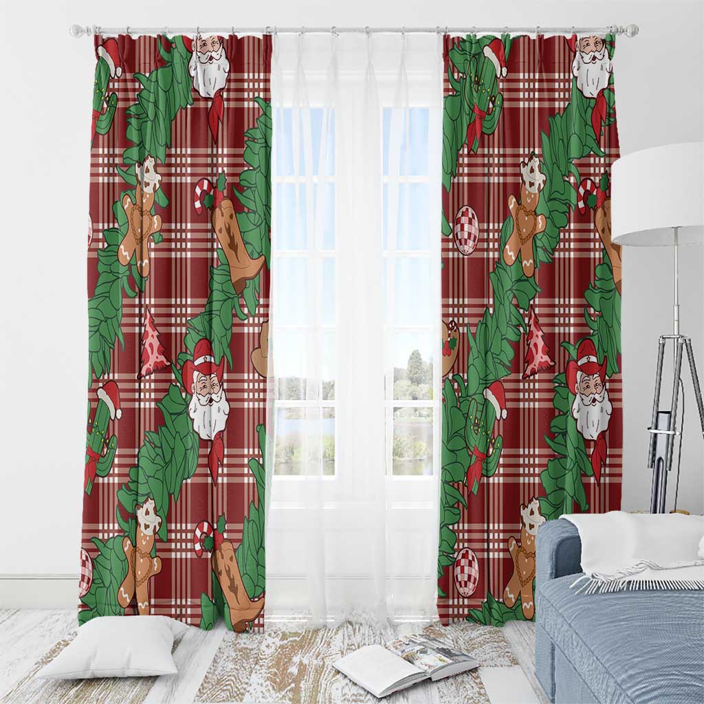 Red Palaka Hawaii Cowboy Christmas Window Curtain Paniolo Mix Maile Lei LT7 - Polynesian Pride