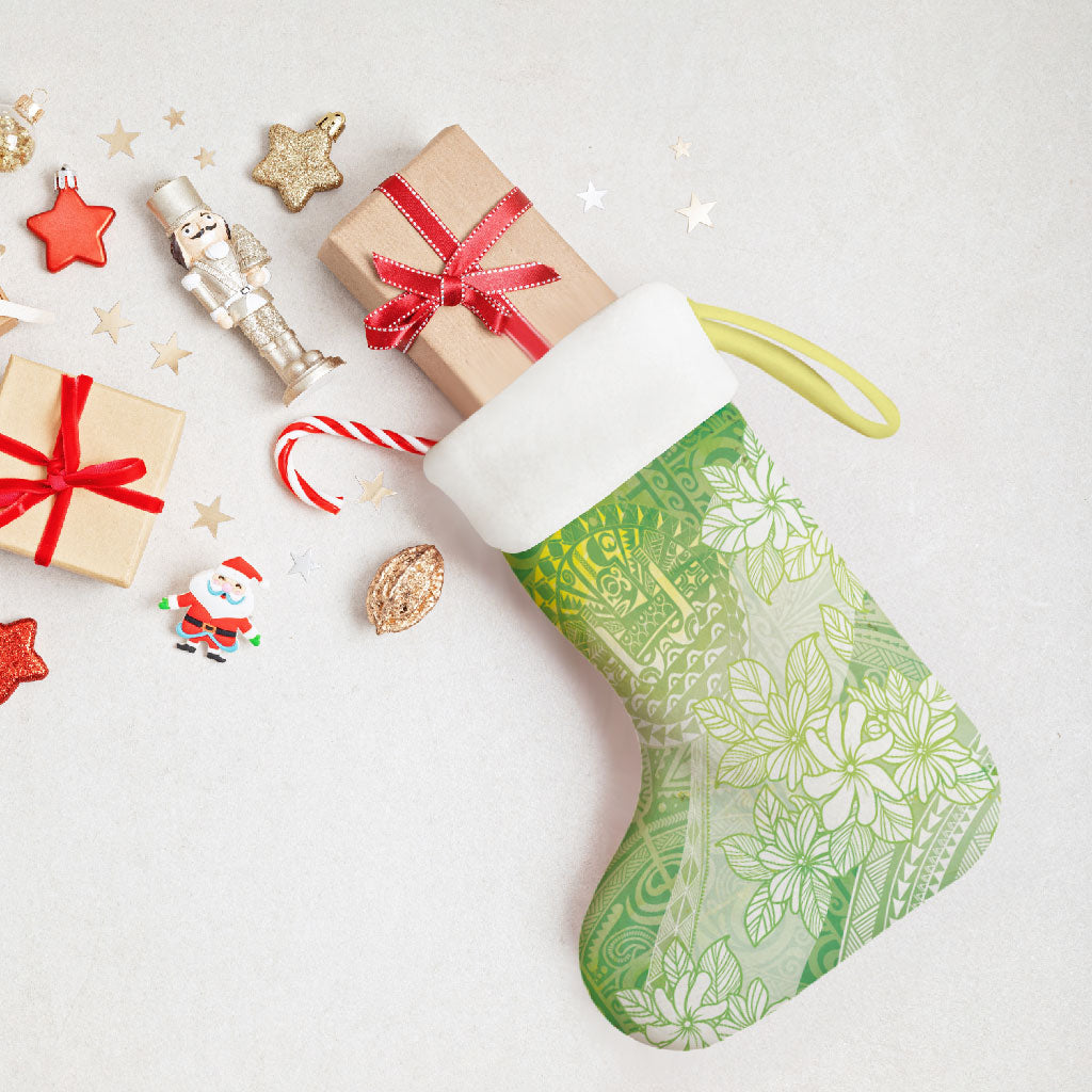 Tahiti Tiare Marble Glaze Christmas Stocking Spring Green LT7 - Polynesian Pride
