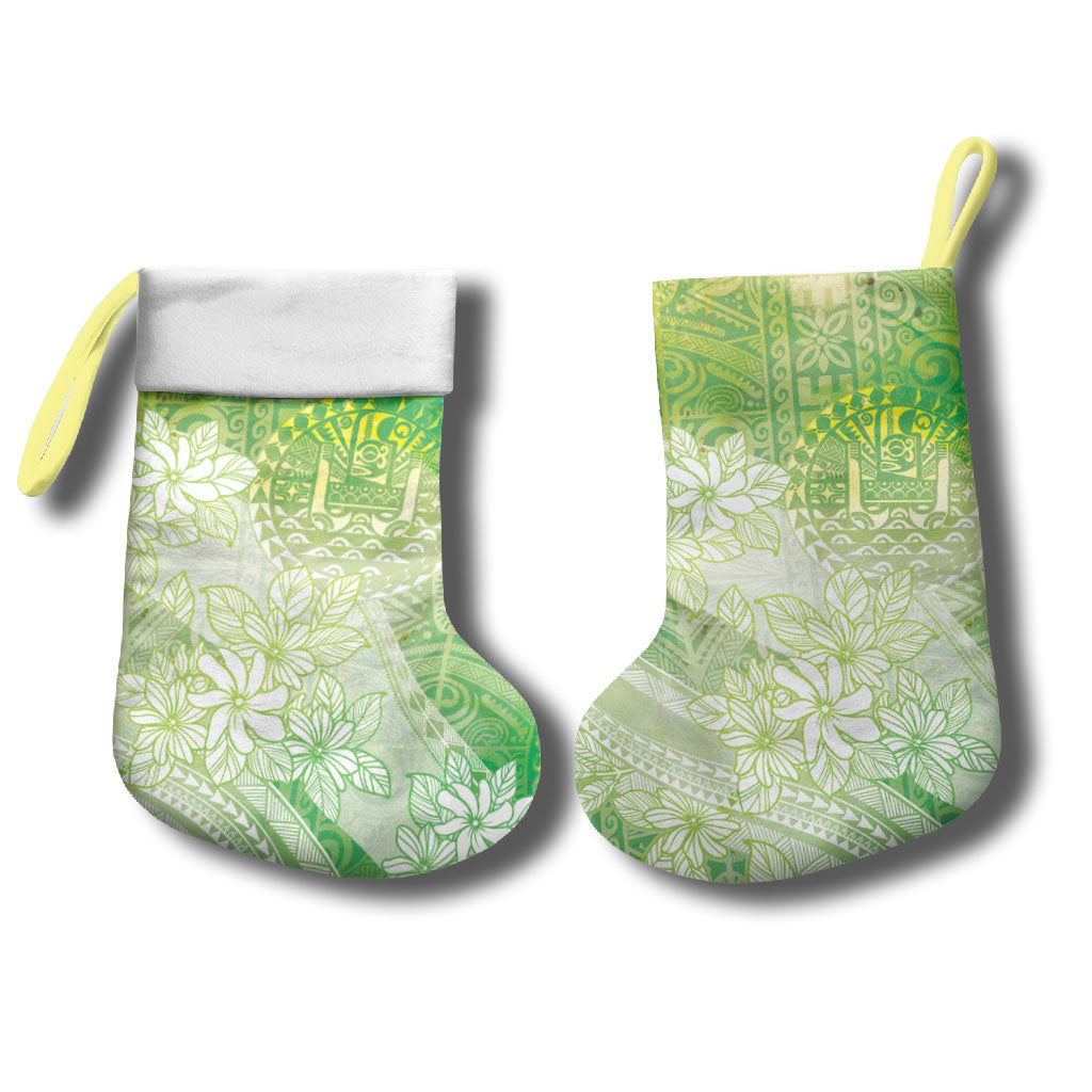 Tahiti Tiare Marble Glaze Christmas Stocking Spring Green LT7 - Polynesian Pride