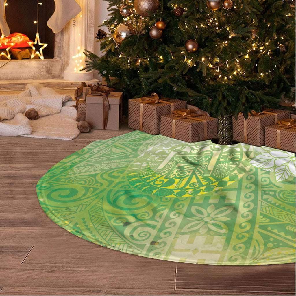 Tahiti Tiare Marble Glaze Tree Skirt Spring Green LT7 - Polynesian Pride