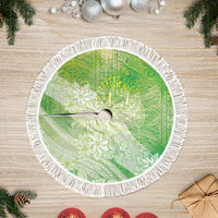 Tahiti Tiare Marble Glaze Tree Skirt Spring Green LT7 Fringed Yellow Green - Polynesian Pride
