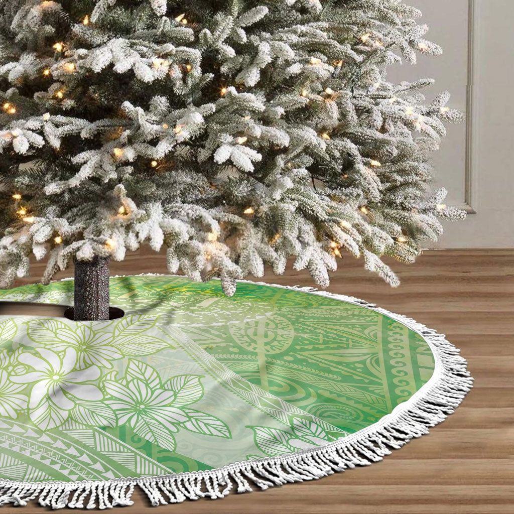 Tahiti Tiare Marble Glaze Tree Skirt Spring Green LT7 - Polynesian Pride