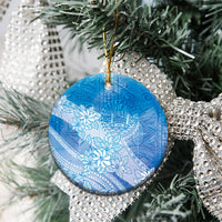 Tahiti Tiare Marble Glaze Ceramic Ornament Winter Blue LT7 - Polynesian Pride