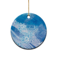 Tahiti Tiare Marble Glaze Ceramic Ornament Winter Blue LT7 - Polynesian Pride