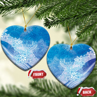 Tahiti Tiare Marble Glaze Ceramic Ornament Winter Blue LT7 Heart Light Blue - Polynesian Pride