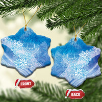 Tahiti Tiare Marble Glaze Ceramic Ornament Winter Blue LT7 Snow Flake Light Blue - Polynesian Pride