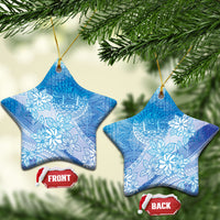 Tahiti Tiare Marble Glaze Ceramic Ornament Winter Blue LT7 Star Light Blue - Polynesian Pride