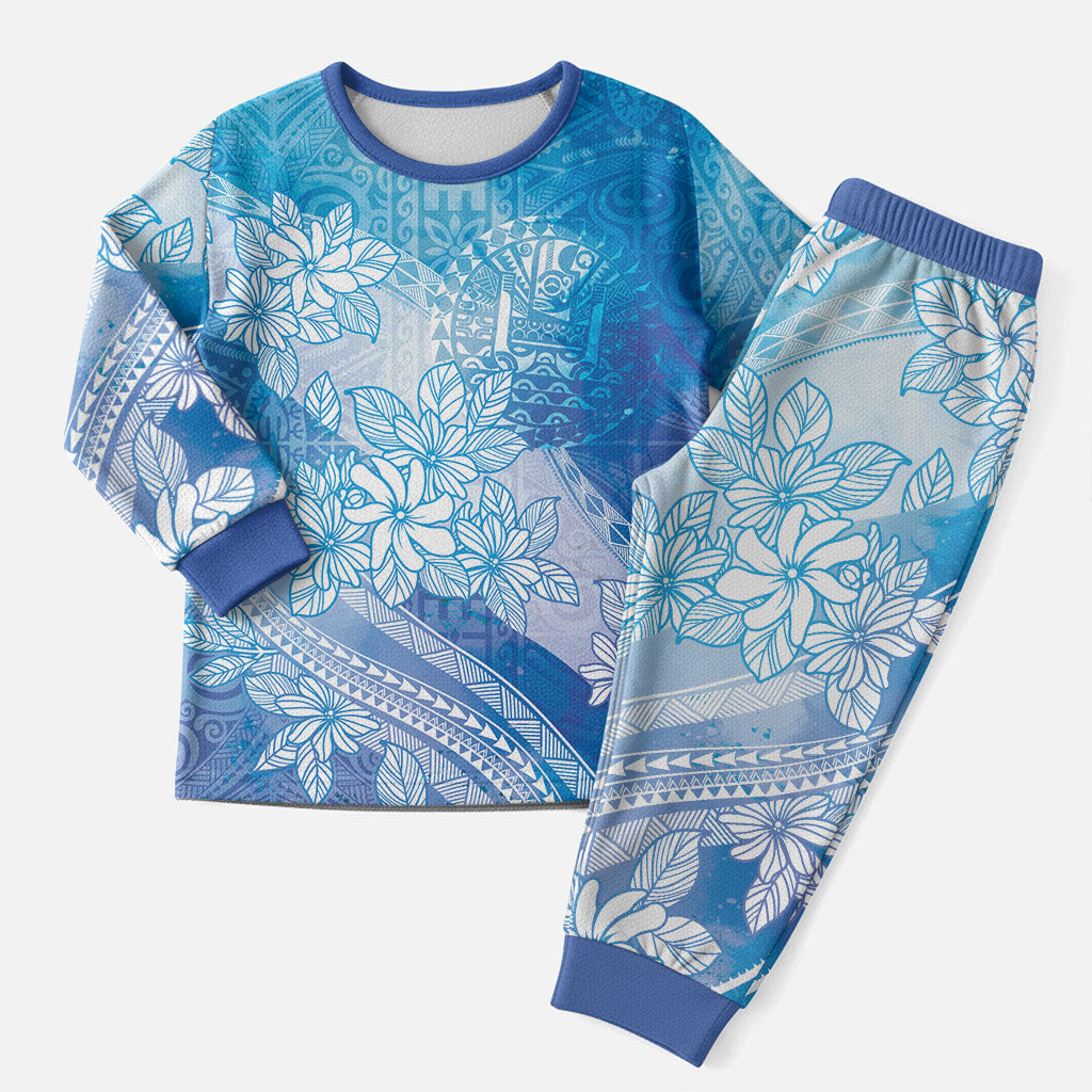 Tahiti Tiare Marble Glaze Christmas Pajama Set Winter Blue LT7 Men Light Blue - Polynesian Pride