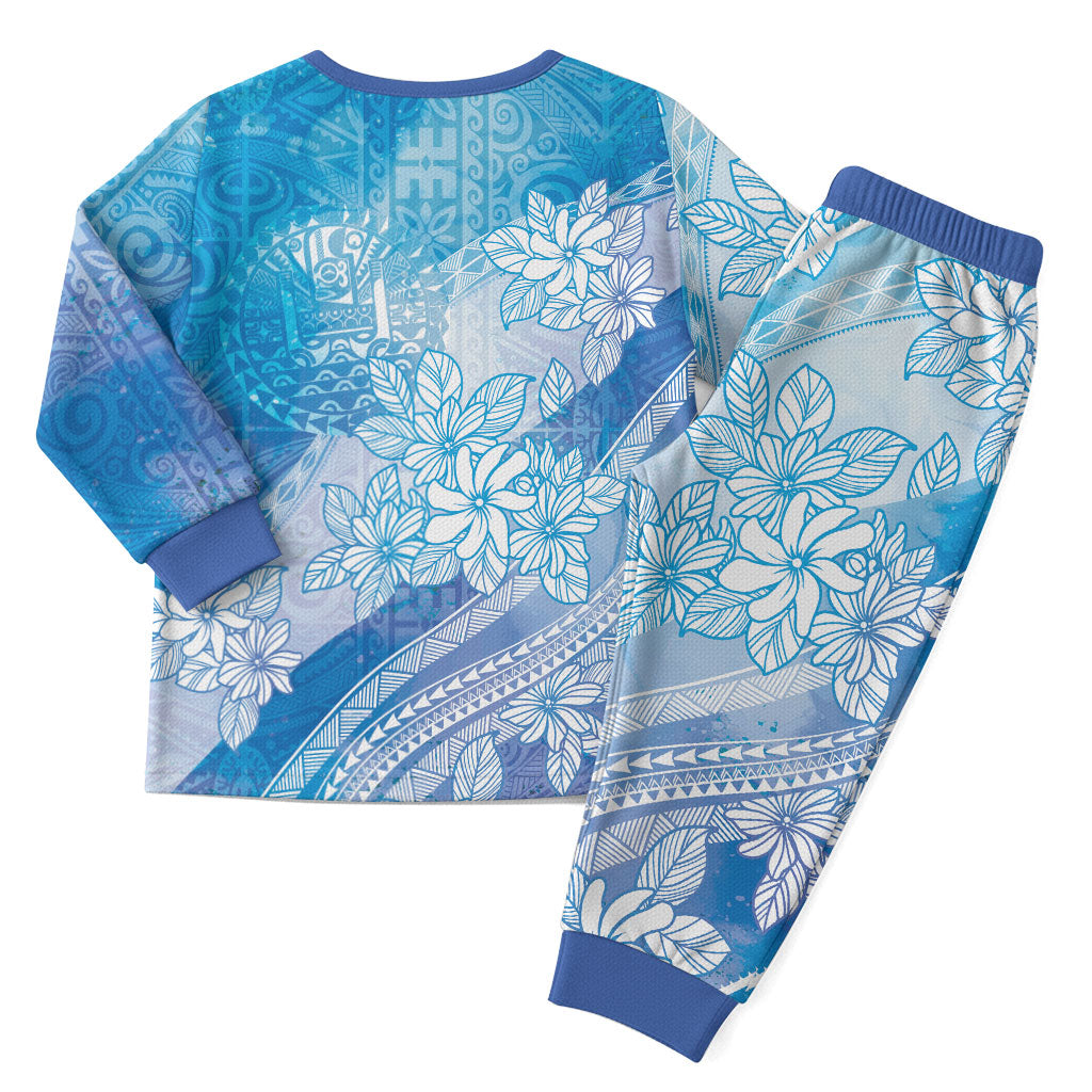 Tahiti Tiare Marble Glaze Christmas Pajama Set Winter Blue LT7 - Polynesian Pride