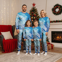 Tahiti Tiare Marble Glaze Christmas Pajama Set Winter Blue LT7 - Polynesian Pride