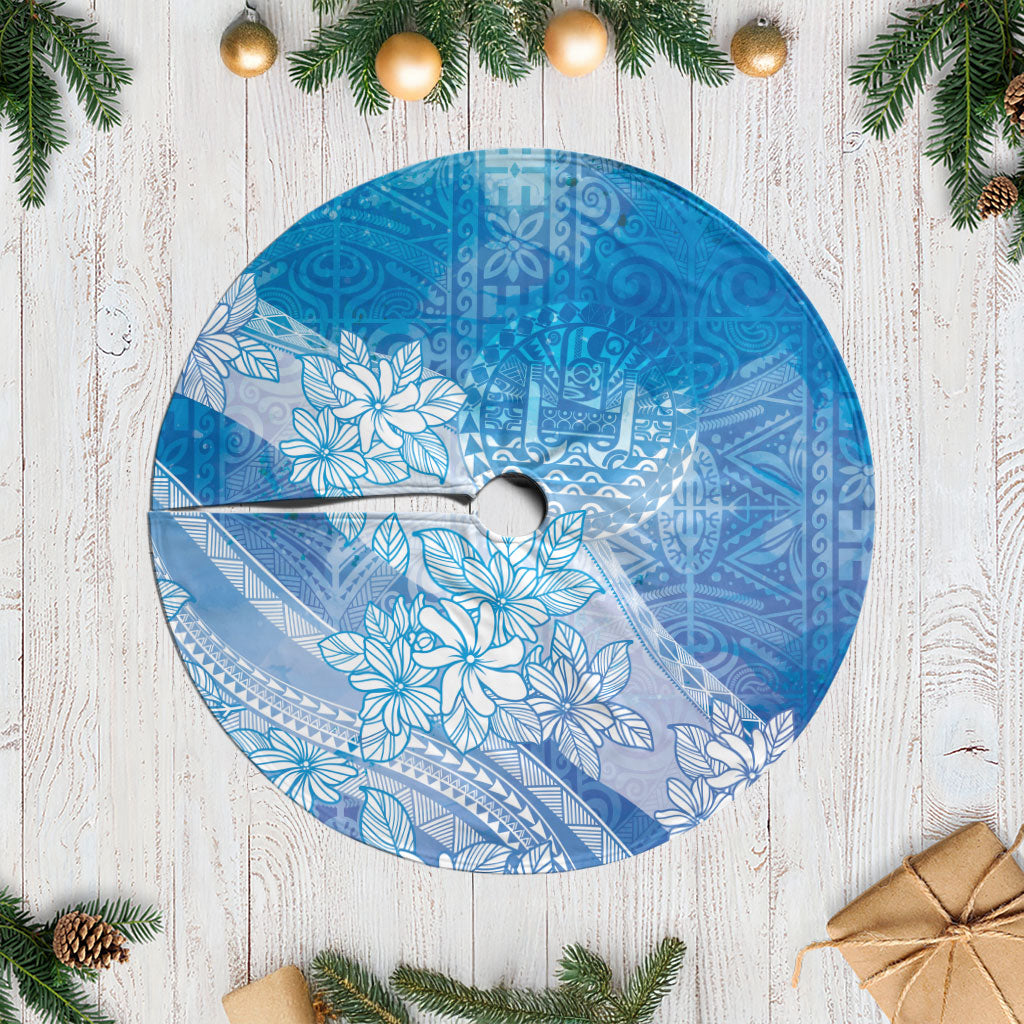 Tahiti Tiare Marble Glaze Tree Skirt Winter Blue LT7 Casual Light Blue - Polynesian Pride