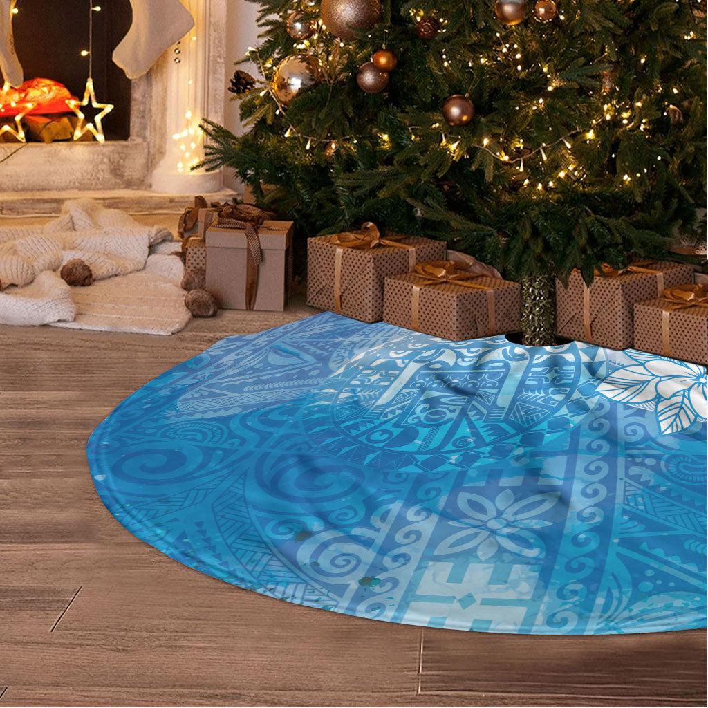Tahiti Tiare Marble Glaze Tree Skirt Winter Blue LT7 - Polynesian Pride