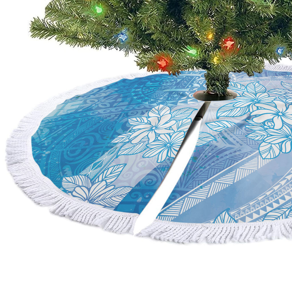 Tahiti Tiare Marble Glaze Tree Skirt Winter Blue LT7 - Polynesian Pride