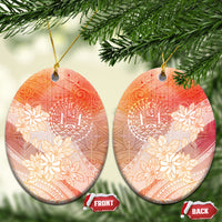 Tahiti Tiare Marble Glaze Ceramic Ornament Autumn Red LT7 Oval Orange Red - Polynesian Pride