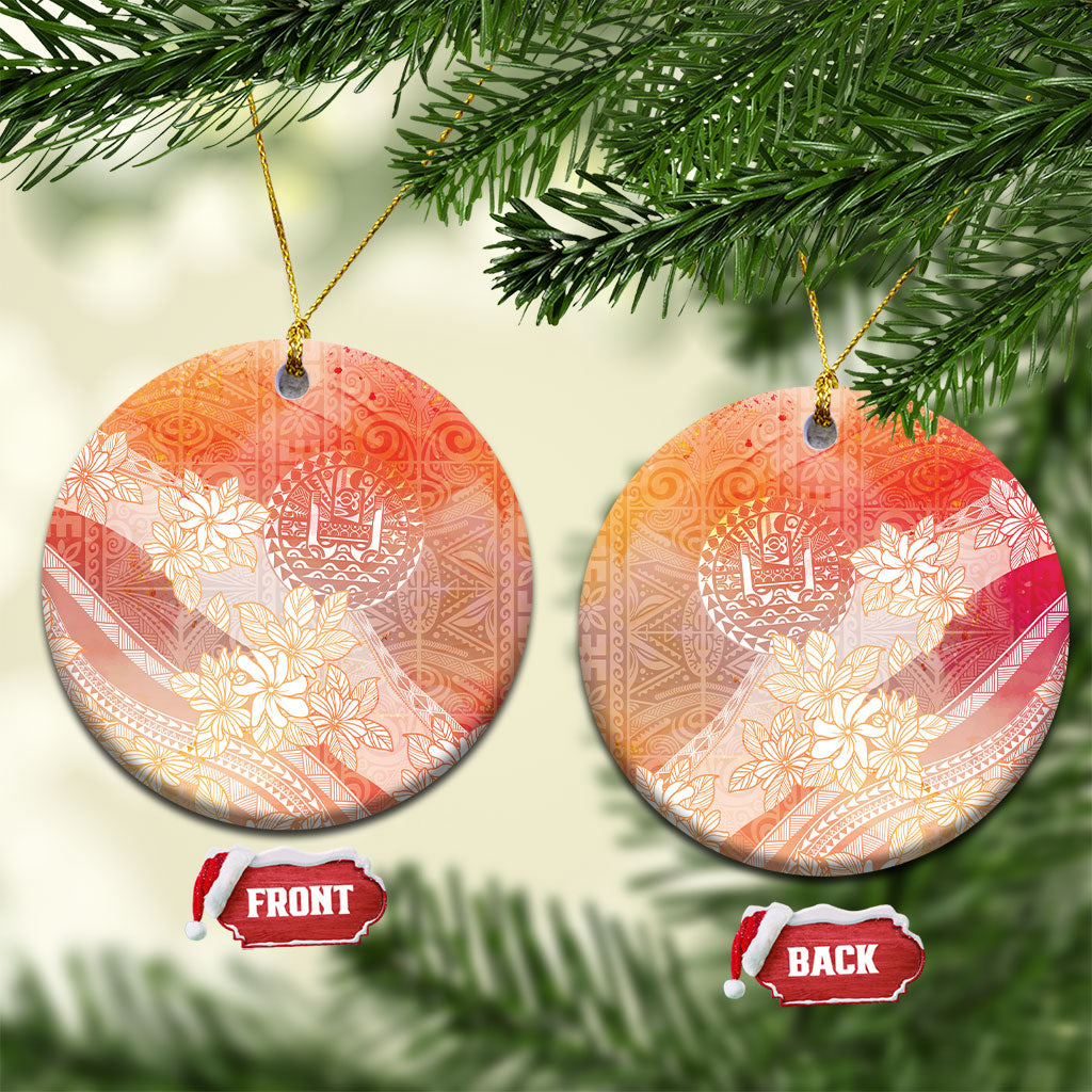 Tahiti Tiare Marble Glaze Ceramic Ornament Autumn Red LT7 Circle Orange Red - Polynesian Pride