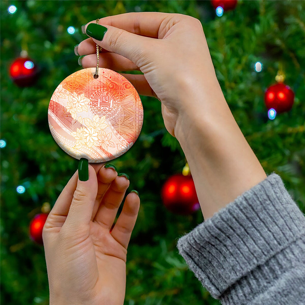 Tahiti Tiare Marble Glaze Ceramic Ornament Autumn Red LT7 - Polynesian Pride