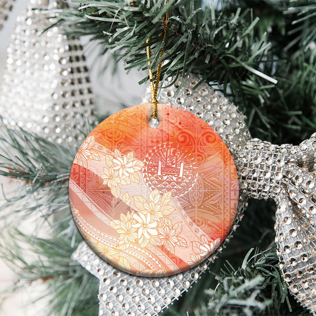 Tahiti Tiare Marble Glaze Ceramic Ornament Autumn Red LT7 - Polynesian Pride