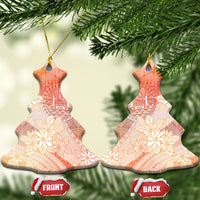 Tahiti Tiare Marble Glaze Ceramic Ornament Autumn Red LT7 Christmas Tree Orange Red - Polynesian Pride