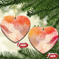 Tahiti Tiare Marble Glaze Ceramic Ornament Autumn Red LT7 Heart Orange Red - Polynesian Pride