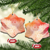 Tahiti Tiare Marble Glaze Ceramic Ornament Autumn Red LT7 Snow Flake Orange Red - Polynesian Pride
