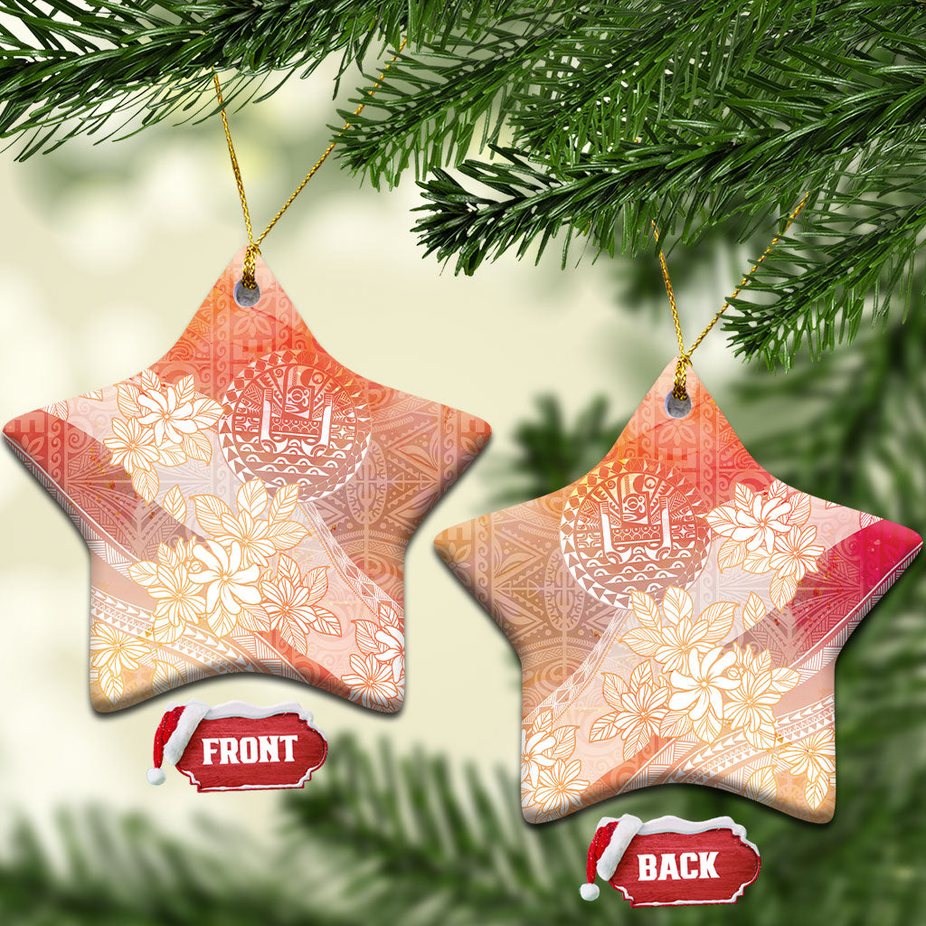 Tahiti Tiare Marble Glaze Ceramic Ornament Autumn Red LT7 Star Orange Red - Polynesian Pride