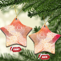 Tahiti Tiare Marble Glaze Ceramic Ornament Autumn Red LT7 Star Orange Red - Polynesian Pride