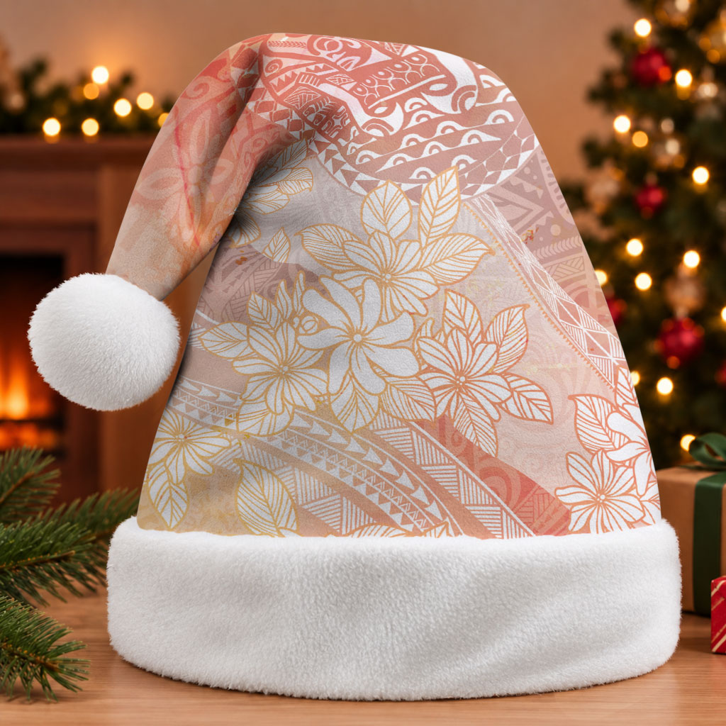 Tahiti Tiare Marble Glaze Christmas Santa Hat Autumn Red LT7 Without Fur Orange Red - Polynesian Pride