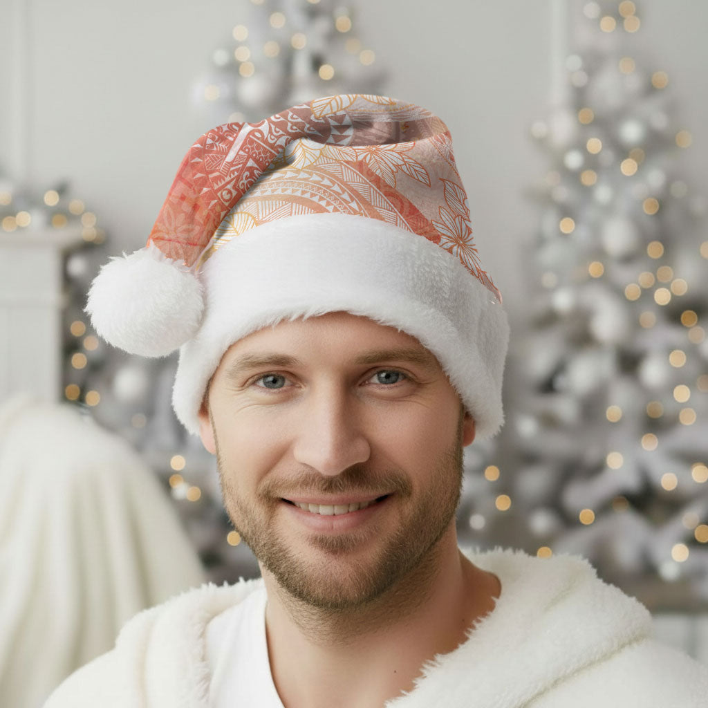 Tahiti Tiare Marble Glaze Christmas Santa Hat Autumn Red LT7 - Polynesian Pride