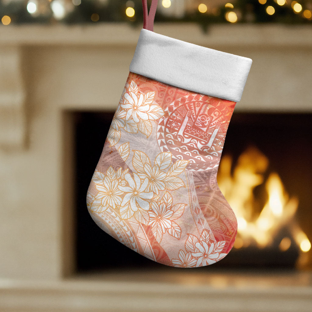 Tahiti Tiare Marble Glaze Christmas Stocking Autumn Red LT7 Set of 2 Orange Red - Polynesian Pride