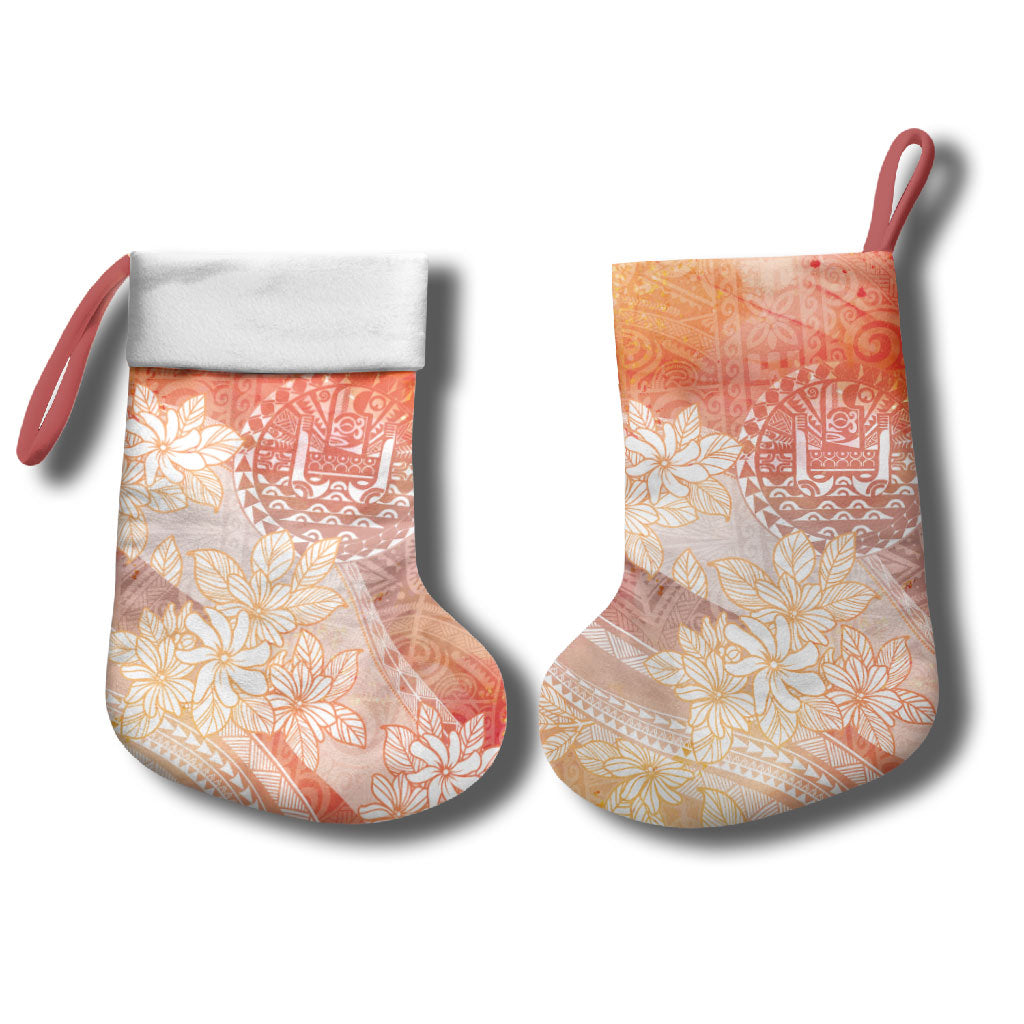 Tahiti Tiare Marble Glaze Christmas Stocking Autumn Red LT7 - Polynesian Pride