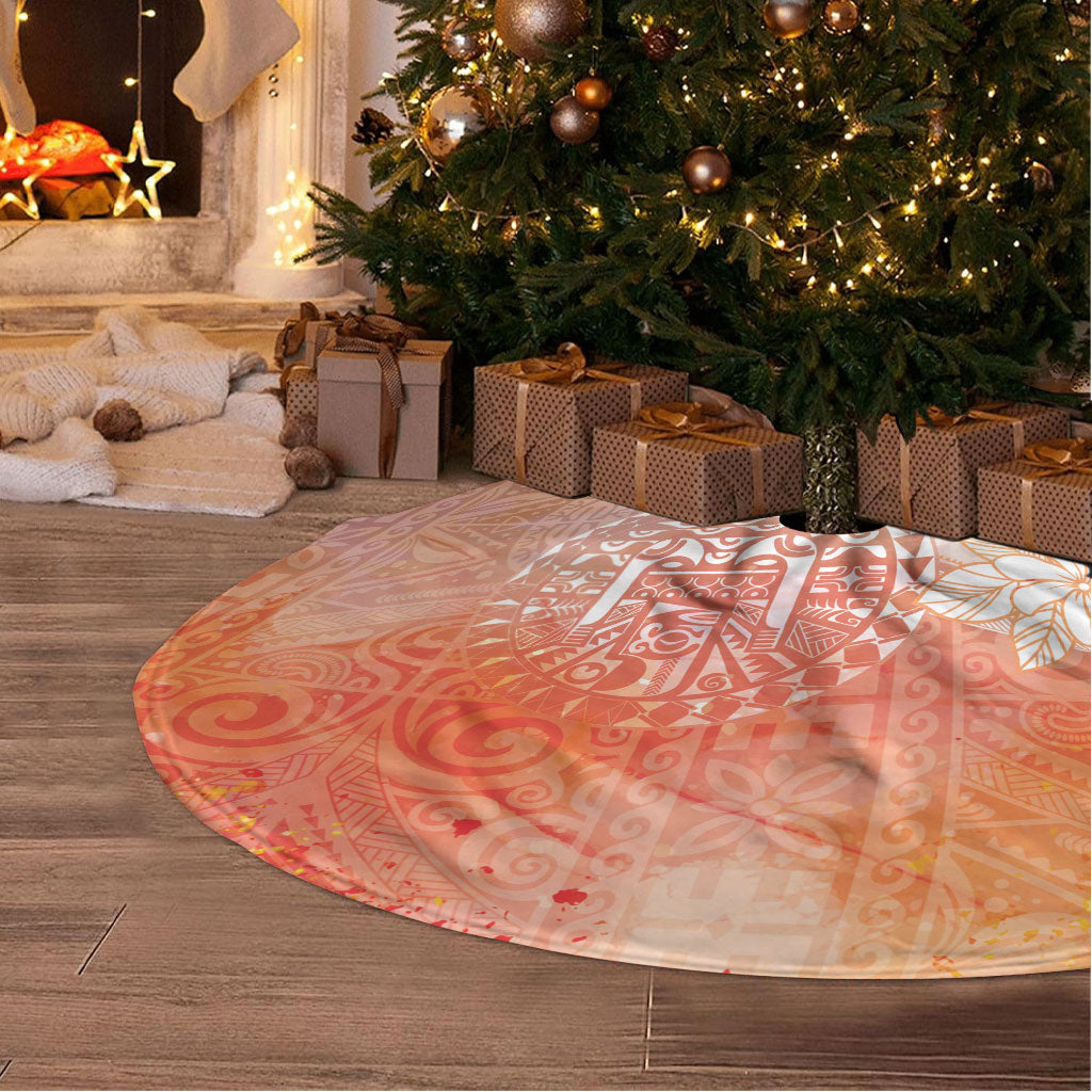 Tahiti Tiare Marble Glaze Tree Skirt Autumn Red LT7 - Polynesian Pride