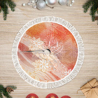 Tahiti Tiare Marble Glaze Tree Skirt Autumn Red LT7 Fringed Orange Red - Polynesian Pride
