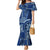 Samoa Siapo Motif Family Matching Mermaid Dress and Hawaiian Shirt Classic Style - Bue Ver LT7 Mom's Dress Blue - Polynesian Pride