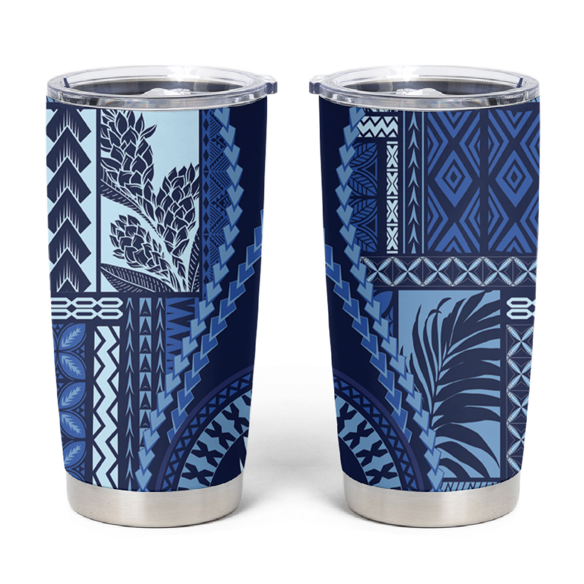 Samoa Siapo Motif Tumbler Cup Classic Style - Blue Ver LT7 Blue - Polynesian Pride