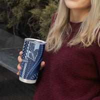 Samoa Siapo Motif Tumbler Cup Classic Style - Blue Ver LT7 - Polynesian Pride