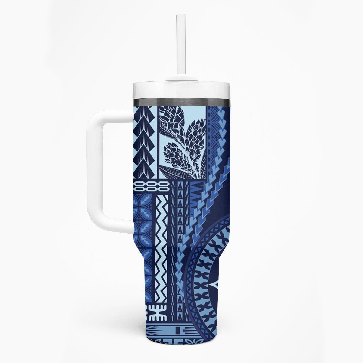 Samoa Siapo Motif Tumbler With Handle Classic Style - Blue Ver LT7 - Polynesian Pride