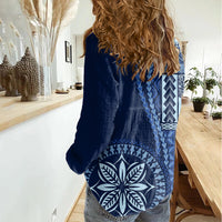 Samoa Siapo Motif Women Casual Shirt Classic Style - Bue Ver LT7 - Polynesian Pride