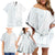 Samoa White Sunday Family Matching Off Shoulder Short Dress and Hawaiian Shirt Classic Siapo Style LT7 - Polynesian Pride