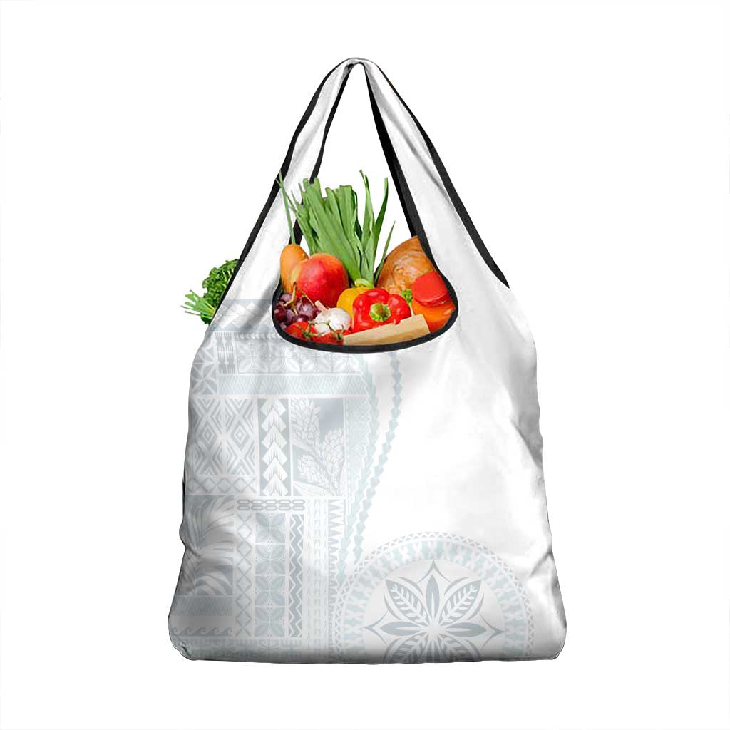 Samoa White Sunday Grocery Bag Classic Siapo Style LT7 1-pack One Size White - Polynesian Pride