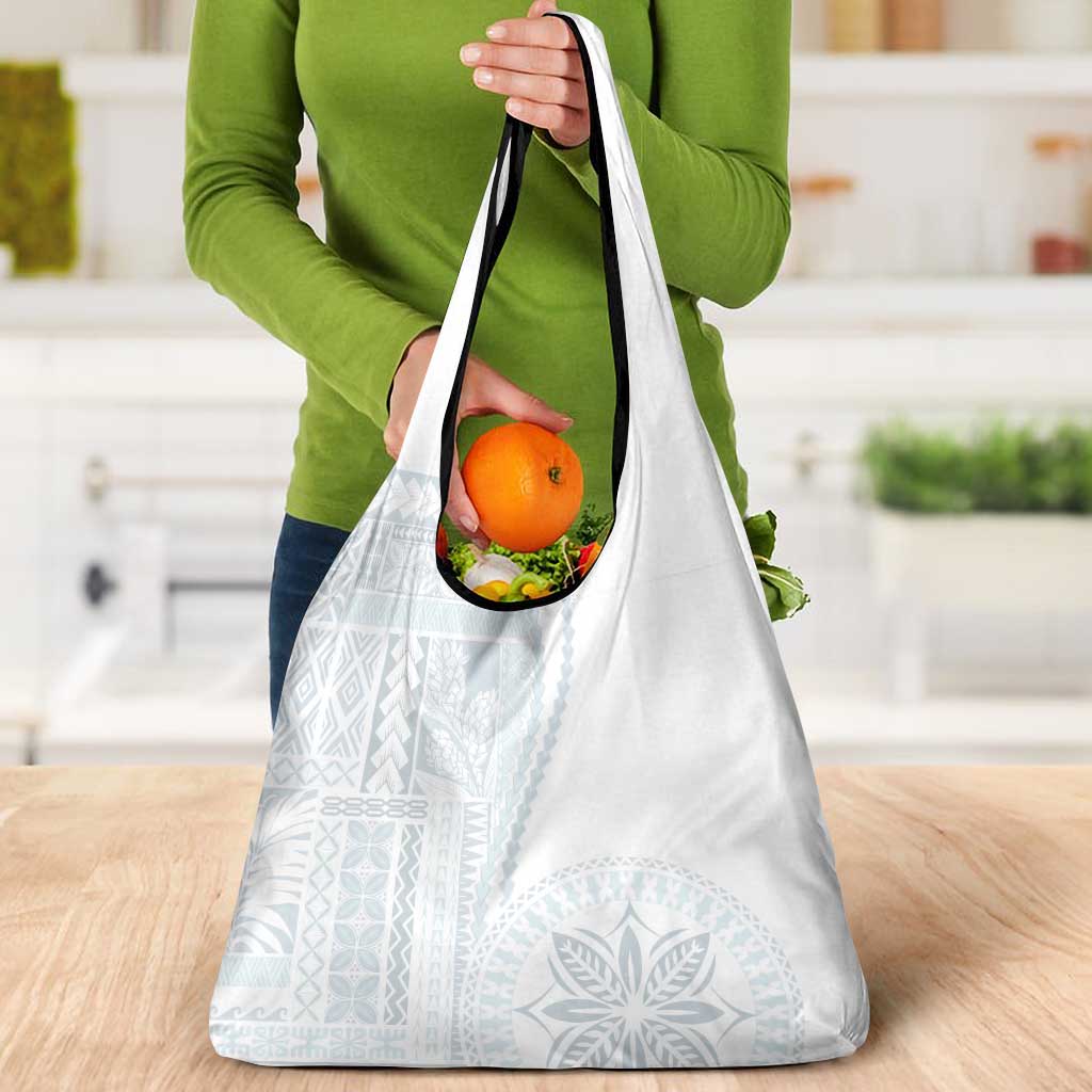 Samoa White Sunday Grocery Bag Classic Siapo Style LT7 - Polynesian Pride
