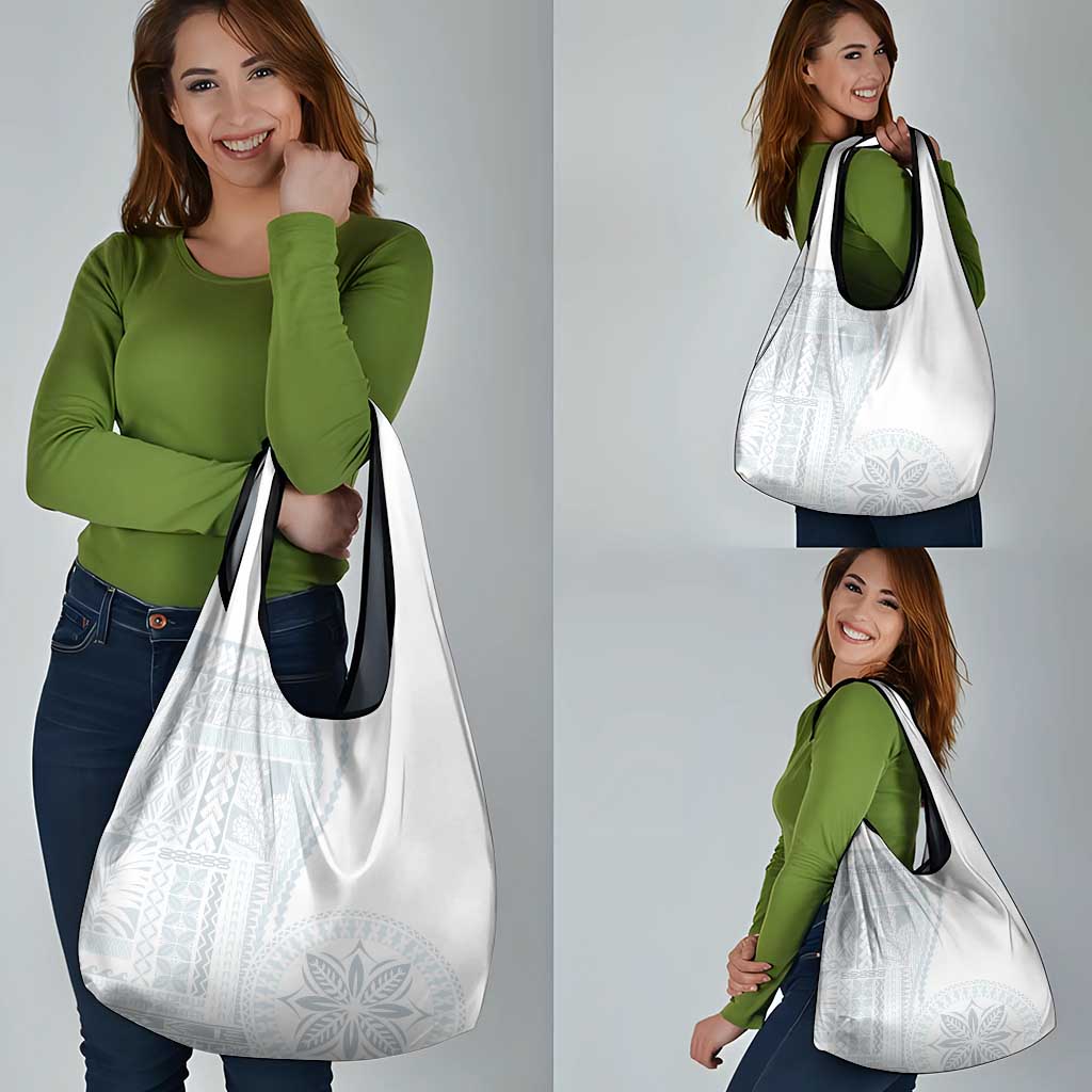 Samoa White Sunday Grocery Bag Classic Siapo Style LT7 - Polynesian Pride