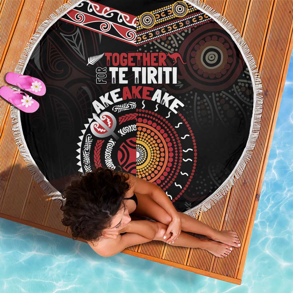 Aotearoa and Australia Indigenous Beach Blanket Stand Together For Te Tiriti LT7 - Polynesian Pride