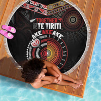 Aotearoa and Australia Indigenous Beach Blanket Stand Together For Te Tiriti LT7 - Polynesian Pride
