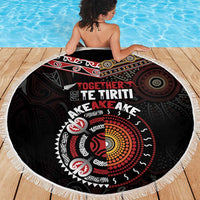 Aotearoa and Australia Indigenous Beach Blanket Stand Together For Te Tiriti LT7 - Polynesian Pride