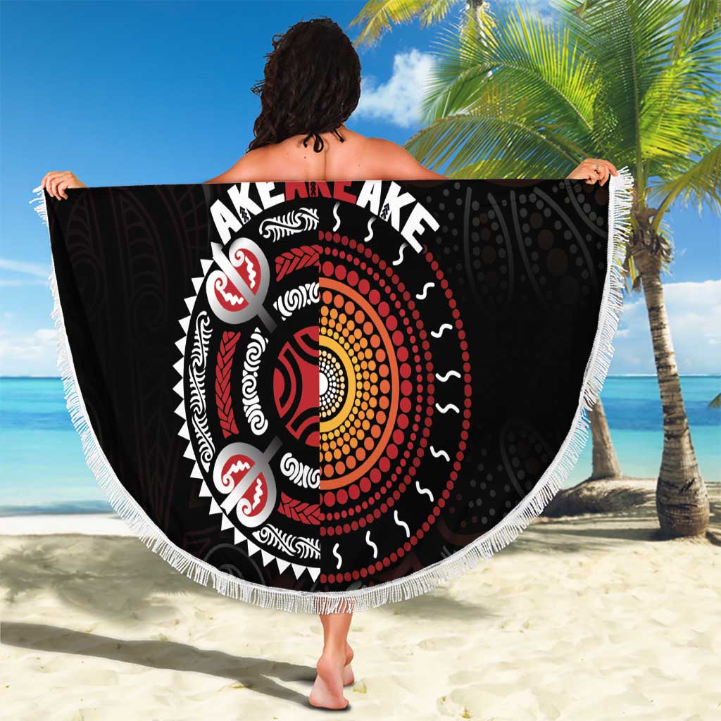 Aotearoa and Australia Indigenous Beach Blanket Stand Together For Te Tiriti LT7 - Polynesian Pride