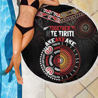 Aotearoa and Australia Indigenous Beach Blanket Stand Together For Te Tiriti LT7 - Polynesian Pride