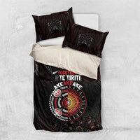 Aotearoa and Australia Indigenous Bedding Set Stand Together For Te Tiriti LT7 US Twin 172cm x 218cm Black - Polynesian Pride