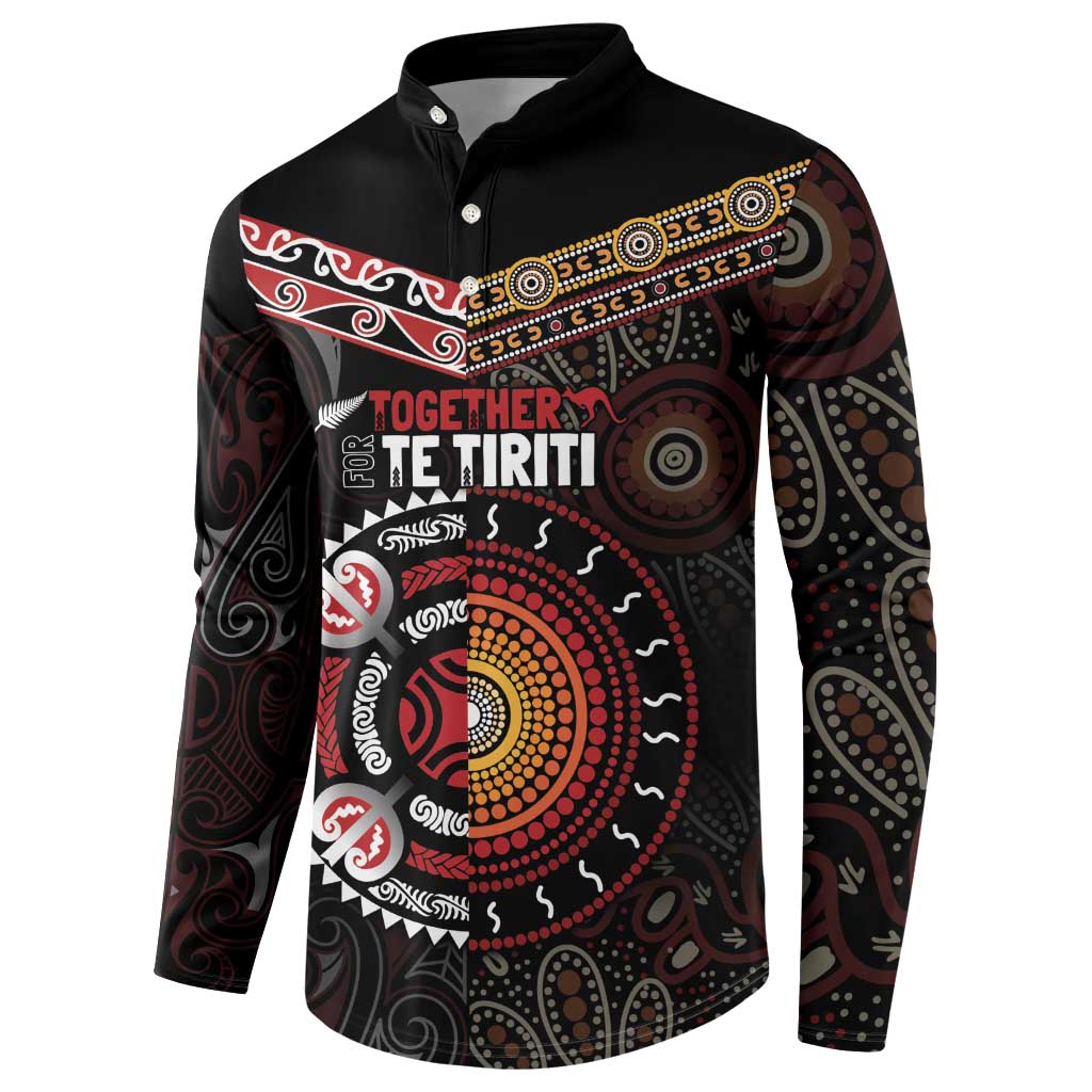 Aotearoa and Australia Indigenous Button Sweatshirt Stand Together For Te Tiriti LT7 - Polynesian Pride