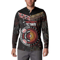 Aotearoa and Australia Indigenous Button Sweatshirt Stand Together For Te Tiriti LT7 - Polynesian Pride