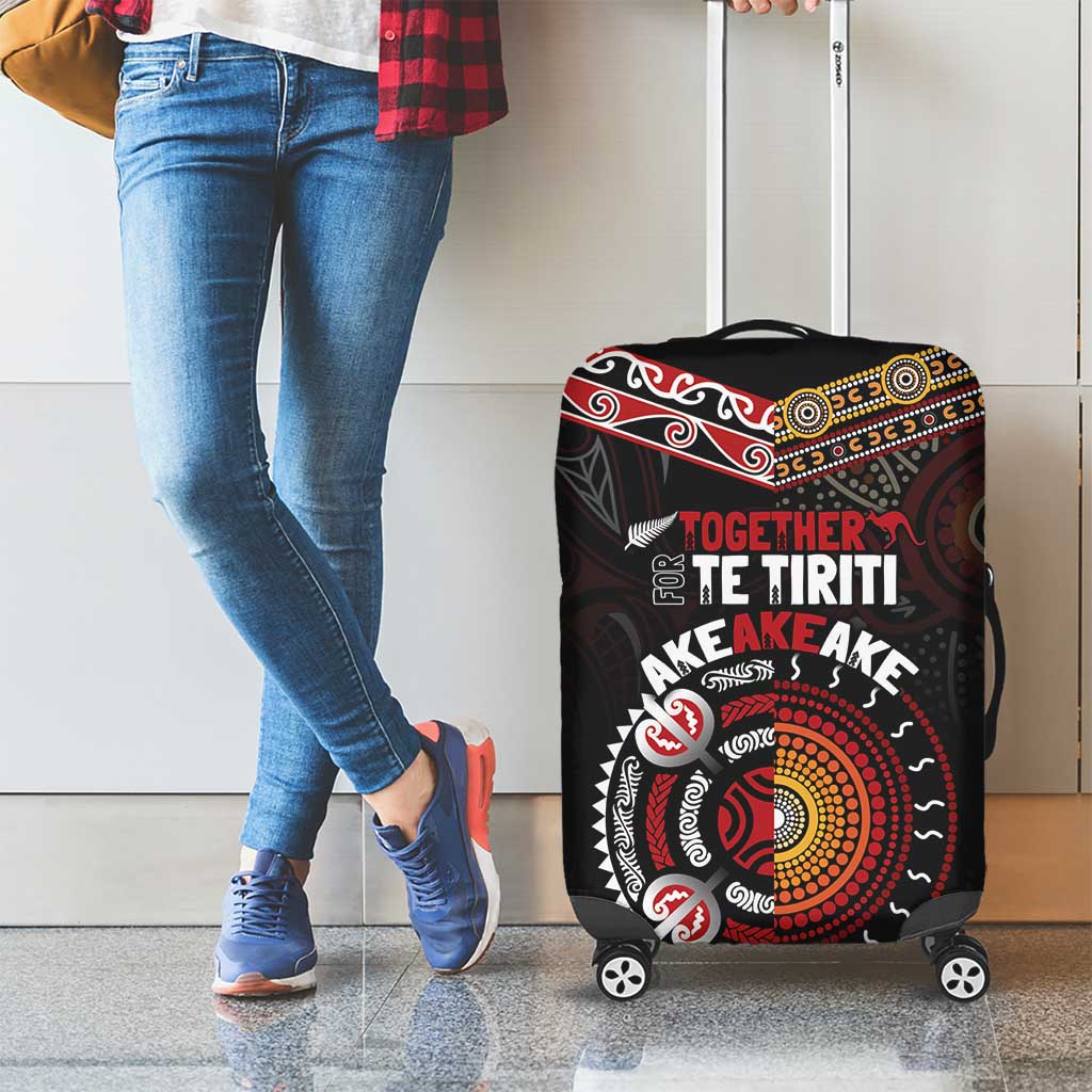 Aotearoa and Australia Indigenous Luggage Cover Stand Together For Te Tiriti LT7 - Polynesian Pride